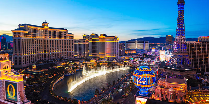 Bellagio and Paris Las Vegas on the Strip