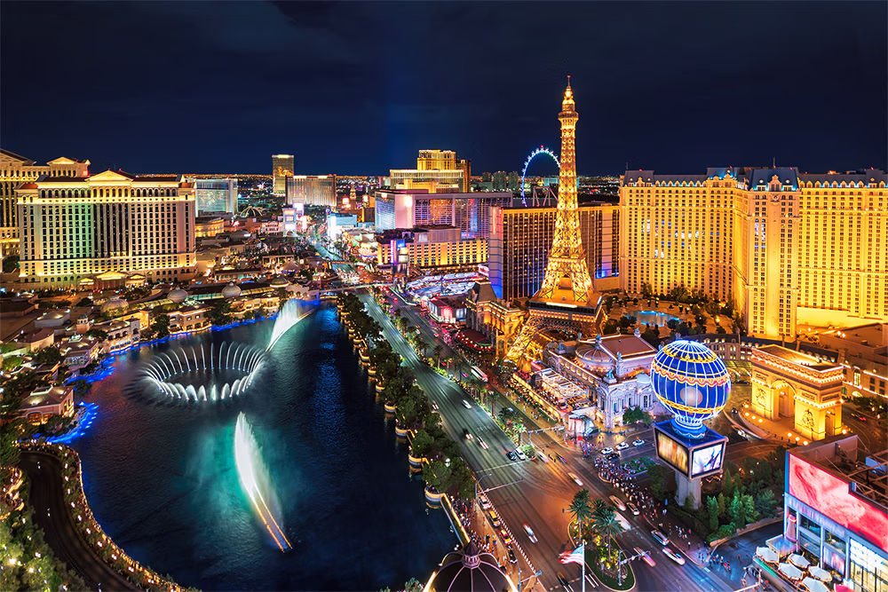 Las Vegas Strip nighttime aerial