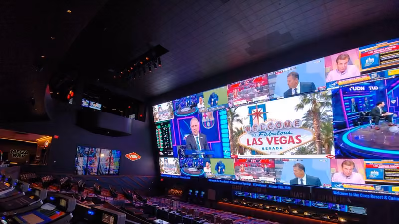 Circa Sportsbook screen wall in downtown Las Vegas